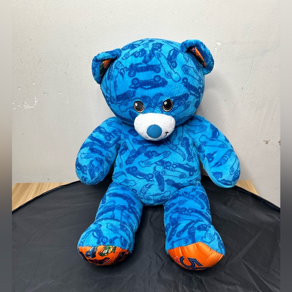 Build a Bear BAB Hot Wheels 50 Years Teddy Bear Plush Blue with Paw Pocket